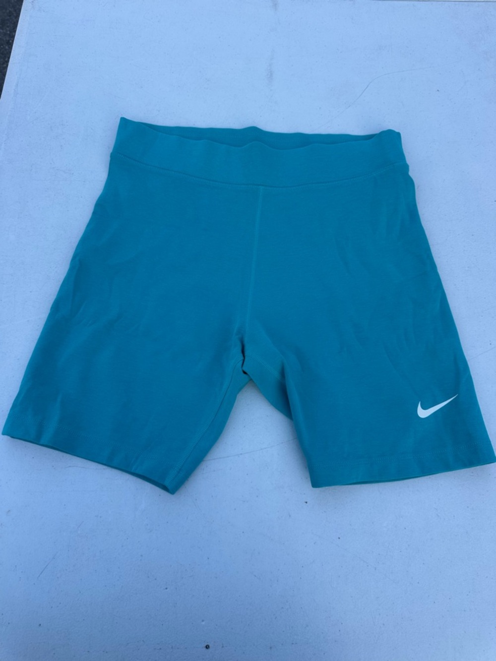 Nike Teal Stretch Performance Bike Shorts with White Swoosh